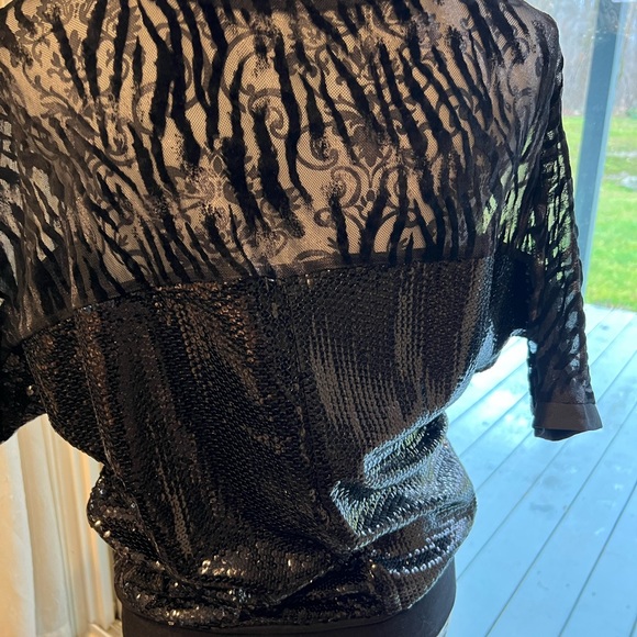 NWT. Miss Me Black sequin gorgeous top. - Picture 6 of 9